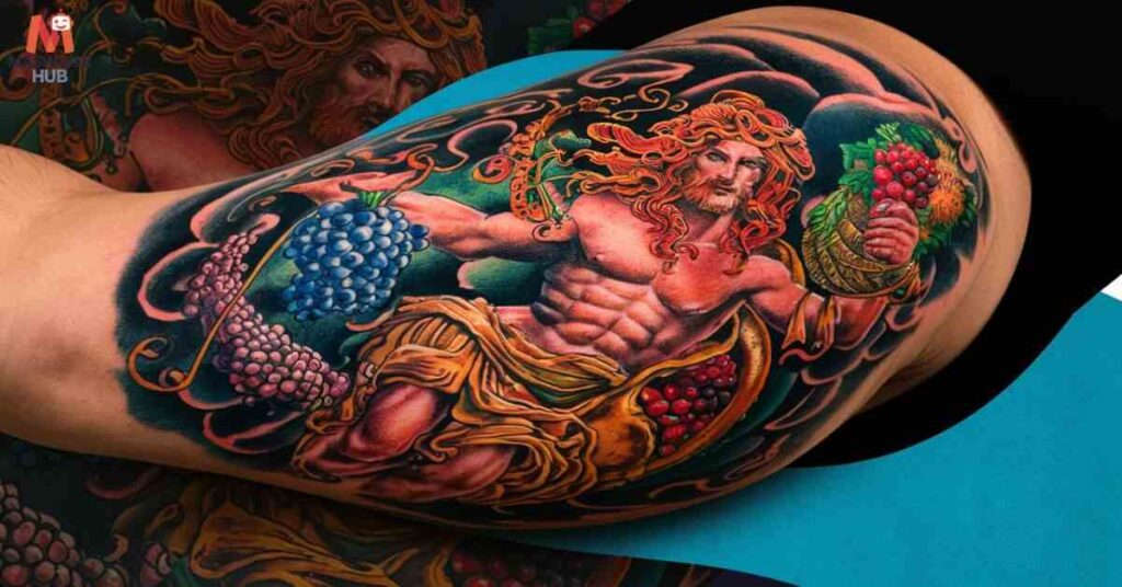 As the Greek god tattoos of wine, fertility, and festivity, Dionysus represents enjoyment of life, self-expression, and personal growth.